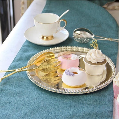 Retro Zinc Alloy Cutlery Cake Fruit Dessert Salad Clip, Cake Fruit Round Head Gold Clip
