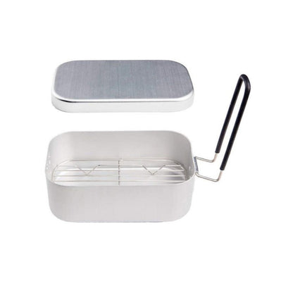 Outdoor Travel Camping Camping Lunch Box Portable Foldable Aluminum Lunch Box Retro Lunch Box Small, Lunch Box And Steaming Rack