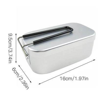Outdoor Travel Camping Camping Lunch Box Portable Foldable Aluminum Lunch Box Retro Lunch Box Small, Lunch Box And Steaming Rack And Folding Stove