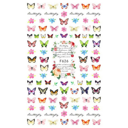 10pcs 3D Adhesive Butterfly Retro Rose Color Nail Art Sticker
