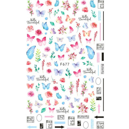 10pcs 3D Adhesive Butterfly Retro Rose Color Nail Art Sticker
