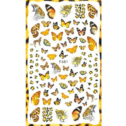 10pcs 3D Adhesive Butterfly Retro Rose Color Nail Art Sticker