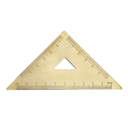 Brass Retro Drawing Ruler Measuring Tools, 0-10cm Isosceles Triangle Ruler