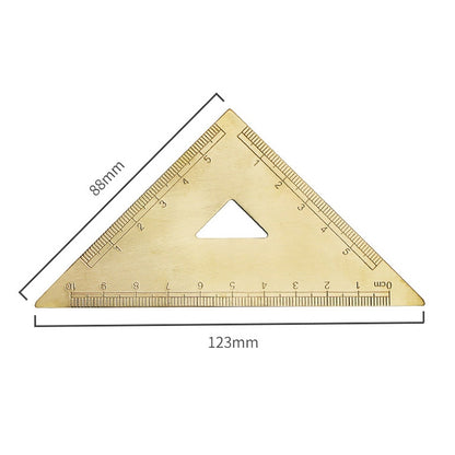 Brass Retro Drawing Ruler Measuring Tools, 0-10cm Isosceles Triangle Ruler
