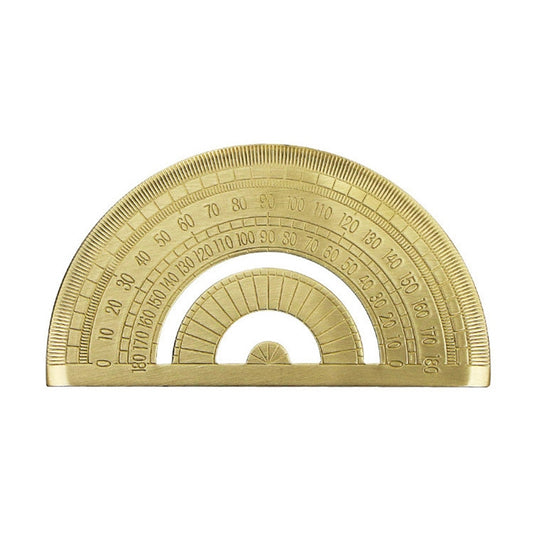 Brass Retro Drawing Ruler Measuring Tools, 0-180 Degree Protractor