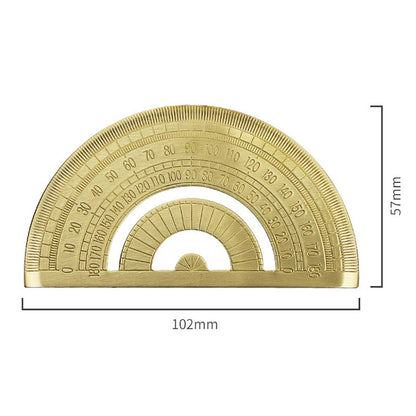 Brass Retro Drawing Ruler Measuring Tools, 0-180 Degree Protractor