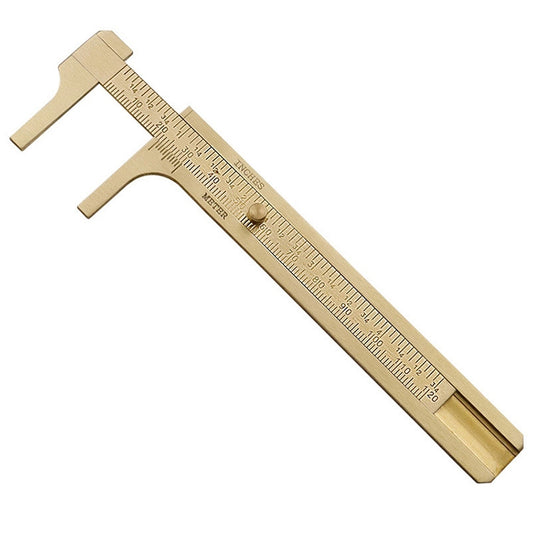 Brass Retro Drawing Ruler Measuring Tools, 0-120mm Caliper Double Scale