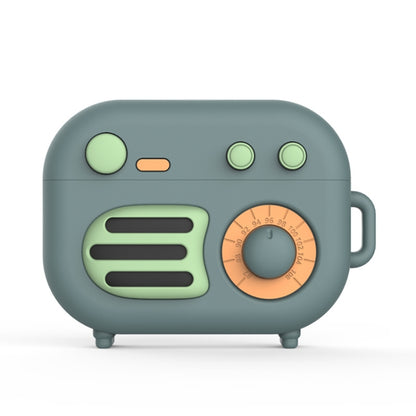 2 PCS Retro Radio Shape Protective Cover Silicone Case compatible with AirPods Pro, Green