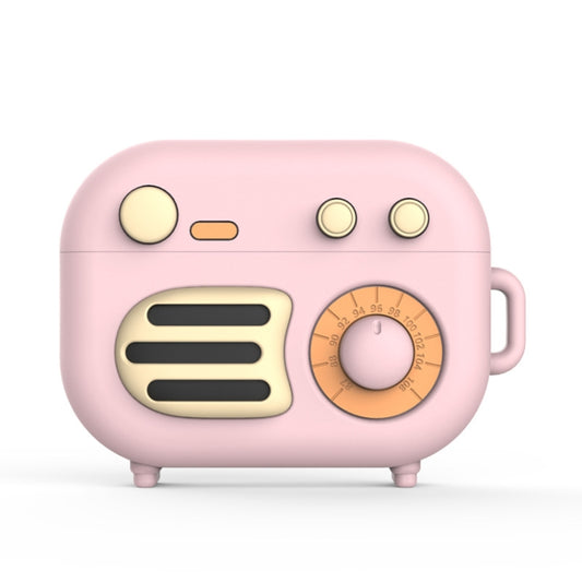 2 PCS Retro Radio Shape Protective Cover Silicone Case compatible with AirPods Pro, Pink
