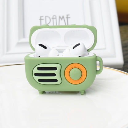 2 PCS Retro Radio Shape Protective Cover Silicone Case compatible with AirPods Pro, Pink