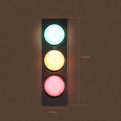 Retro Bar Restaurant Traffic Light Wrought Iron Engineering Glass LED Indoor Signal Wall Light, 5W x 3