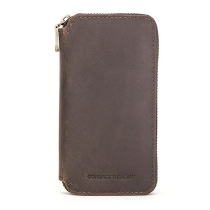 Contacts Family  CF1114 Leather Watch Box Retro Crazy Horse Leather Zipper Couple Watch Bag, CF1114