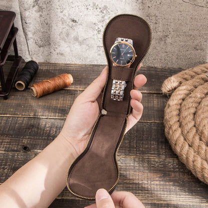 Contacts Family CF1112 Single Watch Position Retro Crazy Horse Leather Watch Storage Box Watch Zipper Case, CF1112
