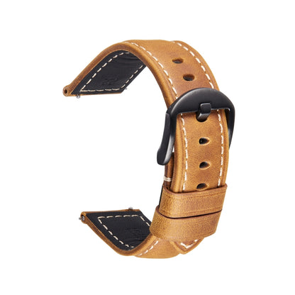 Smart Quick Release Watch Strap Crazy Horse Leather Retro Strap Compatible with Samsung Huawei,Size:, 24mm (Light Brown Black Buckle)