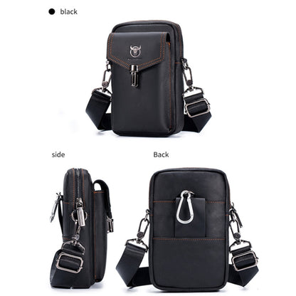 BULL CAPTAIN 076 Retro Leather Mobile Phone Waist Bag Men Leather Messenger Bag