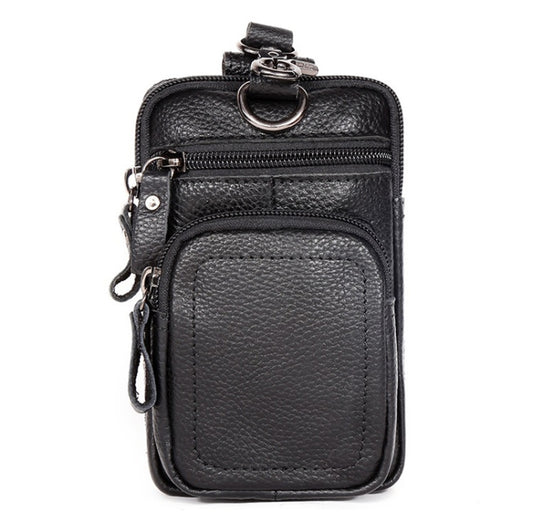 6386 Men Retro Cowhide Multifunctional Sports Belt Waist Bag