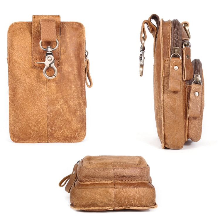 6386 Men Retro Cowhide Multifunctional Sports Belt Waist Bag