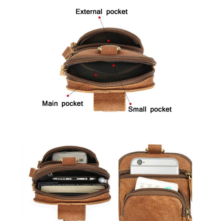 6386 Men Retro Cowhide Multifunctional Sports Belt Waist Bag