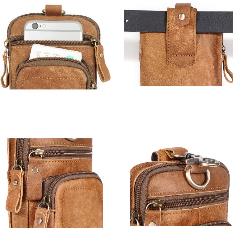 6386 Men Retro Cowhide Multifunctional Sports Belt Waist Bag