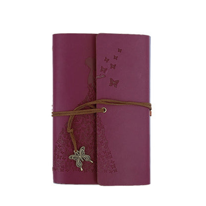 Skirts Beauty Hand Account Book Diary Book Retro Notepad, Large Wine Red