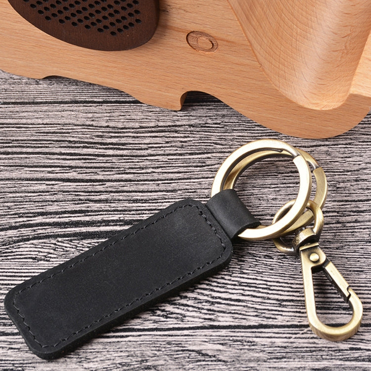 2 PCS Handmade Crazy Horse Leather Retro Keychain Car Couple Keychain, Double Ring
