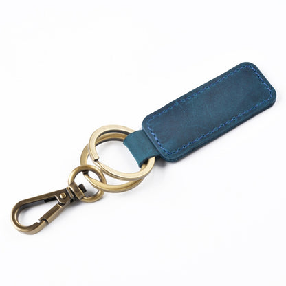 2 PCS Handmade Crazy Horse Leather Retro Keychain Car Couple Keychain, Double Ring