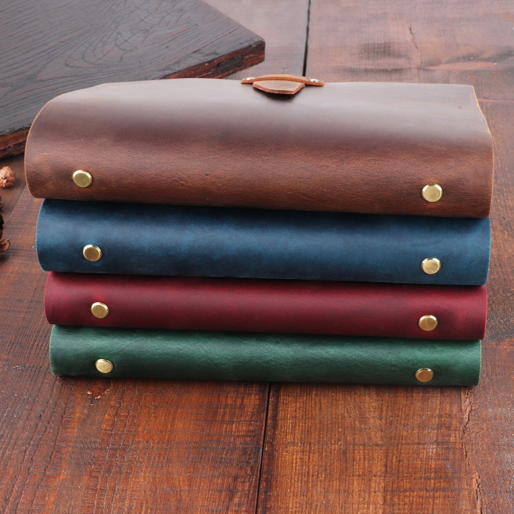 A5 Cowhide Retro Loose-Leaf Notebook Diary Office Business Simple Notepad Crazy Horse Leather Handbook