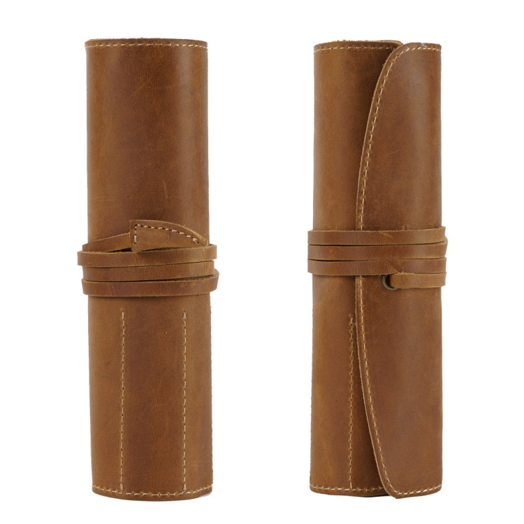 Retro First Layer Cowhide Pen Curtain Simple Literary Pencil Case Multifunctional Volume Pencil Case