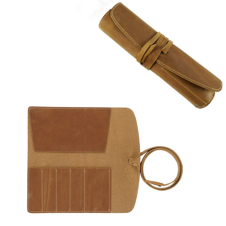 Retro First Layer Cowhide Pen Curtain Simple Literary Pencil Case Multifunctional Volume Pencil Case