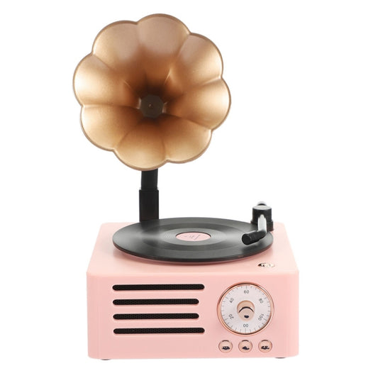T15 Petunia Retro Vinyl Record Player Wireless Multifunction Mini Bluetooth Audio, Pink