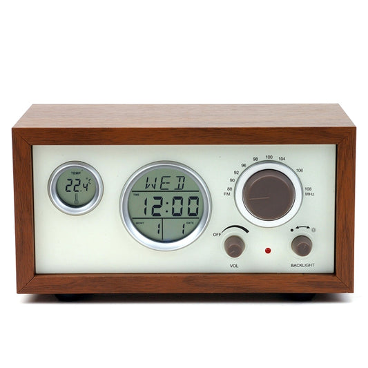 SY-601 Home Multifunctional Retro Wooden Radio Electronic Thermometer Alarm Clock, SY-601