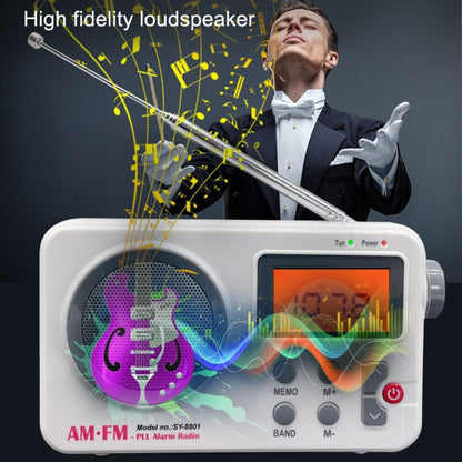 SY-8801 Portable Retro Radio HD LCD Screen Weight Bass Short Wave Radio, SY-8801