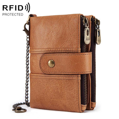 BP804 RFID Anti-Theft Wallet Multi-Function Buckle Zipper Retro Leisure Coin Purse, BP804 Khaki