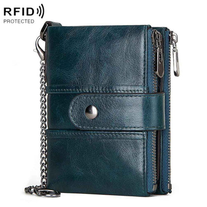 BP804 RFID Anti-Theft Wallet Multi-Function Buckle Zipper Retro Leisure Coin Purse, BP804 Blue