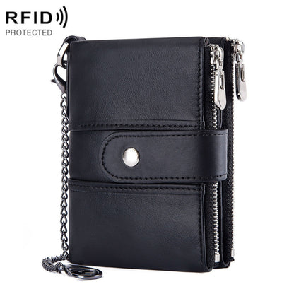 BP804 RFID Anti-Theft Wallet Multi-Function Buckle Zipper Retro Leisure Coin Purse, BP804 Black