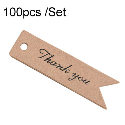 100pcs /Set Retro Baking Sticker Tag Swallow Tail Bookmark Gift Card, Style:, Thand You (Cowhide)