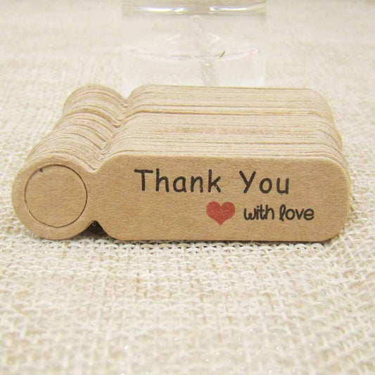 100pcs /Set Small Retro Baking Label DIY Jewelry Price Tag Bookmark Gift Card, Thankyou Cowhide