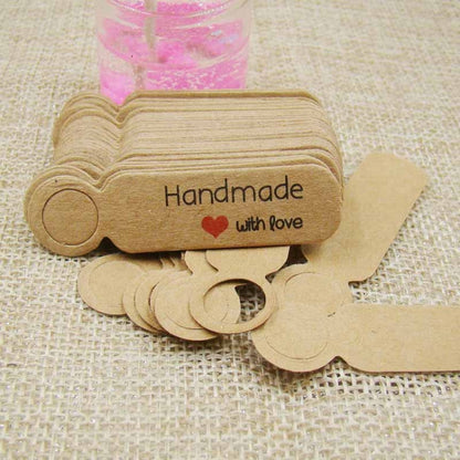 100pcs /Set Small Retro Baking Label DIY Jewelry Price Tag Bookmark Gift Card, Handmade Cowhide