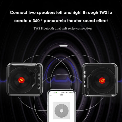 H3 Retro Vinyl Record Player Shape Mini Bluetooth Speaker, Black