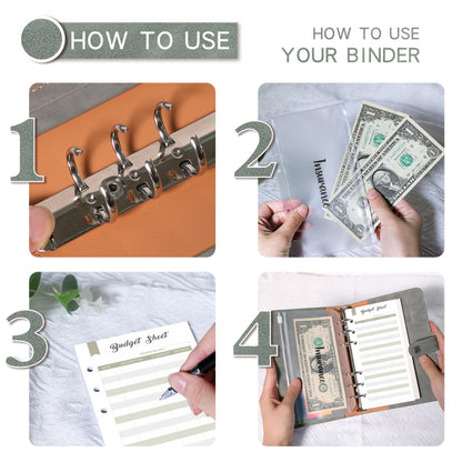 H666 A6 Loose-leaf Binder Cash Budget Handbook Vintage PU Leather Notebook with Window, H666 Retro Green