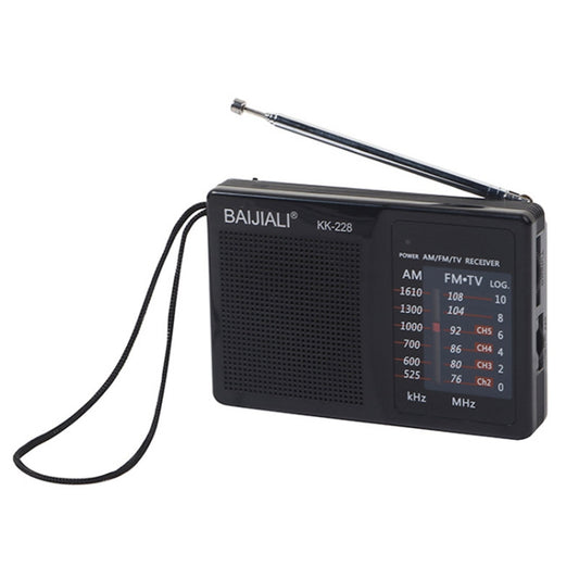 BAIJIALI BJL228 Retro Portable Two Band FM AM Radio Built-in Speaker, BJL228 Black