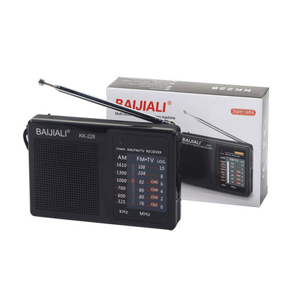 BAIJIALI BJL228 Retro Portable Two Band FM AM Radio Built-in Speaker, BJL228 Black
