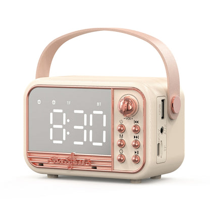 S11 Handheld Retro Alarm Clock Bluetooth Speaker Desktop Portable Clock, S11 (Beige)