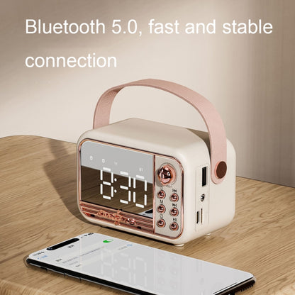 S11 Handheld Retro Alarm Clock Bluetooth Speaker Desktop Portable Clock, S11 (Pink)