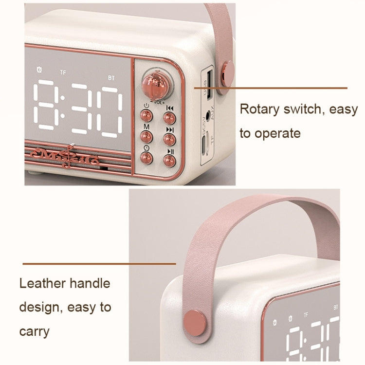 S11 Handheld Retro Alarm Clock Bluetooth Speaker Desktop Portable Clock, S11 (Pink)