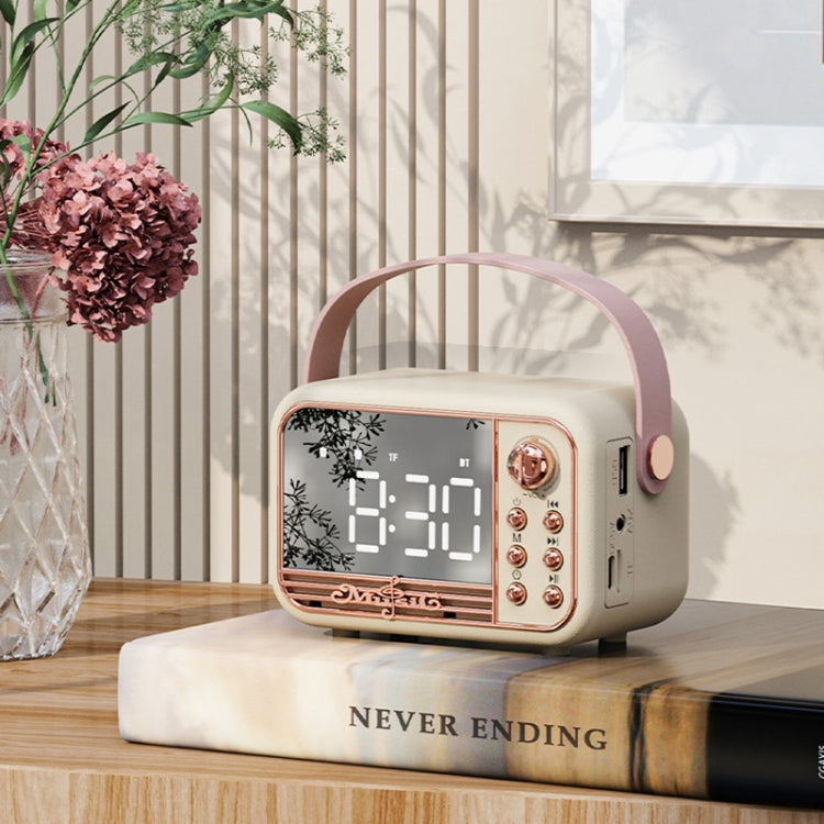 S11 Handheld Retro Alarm Clock Bluetooth Speaker Desktop Portable Clock, S11 (Pink)