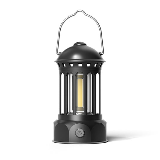 Battery Model COB Portable Outdoor Camping Lamp Atmosphere Tent Lamp Retro Lamp, Battery Small Black