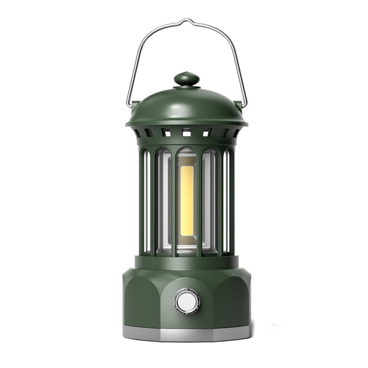 Battery Model COB Portable Outdoor Camping Lamp Atmosphere Tent Lamp Retro Lamp, Battery Large Green