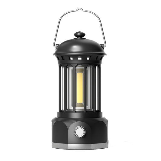 Battery Model COB Portable Outdoor Camping Lamp Atmosphere Tent Lamp Retro Lamp, Battery Large Black
