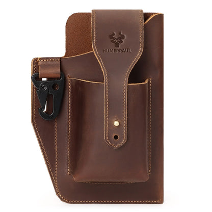 HUMERPAUL Retro Keychain Wears Belt Leather Mobile Phone Bag Men Waist Bag, BP717 (Coffee)
